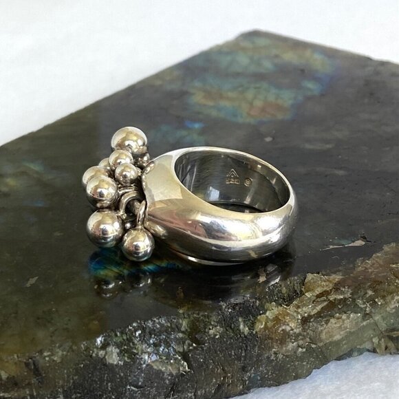 Signed Silpada Solid Sterling Silver 925 Cha Cha Ball Bead Dangle Ring Sz 7 - Picture 12 of 16